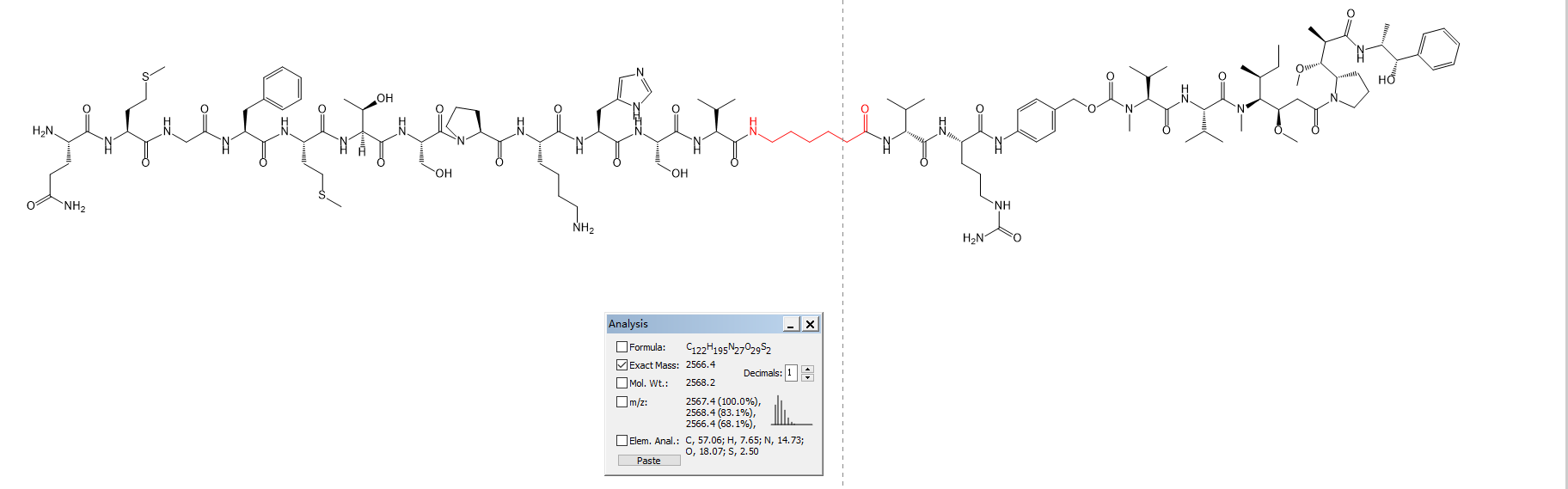 QMGFMTSPKHSV-(C Terminal-Ahx-Val-Cit-PABC-MMAE)